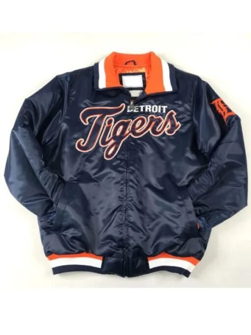 Detroit Tigers Script Blue Satin Jacket