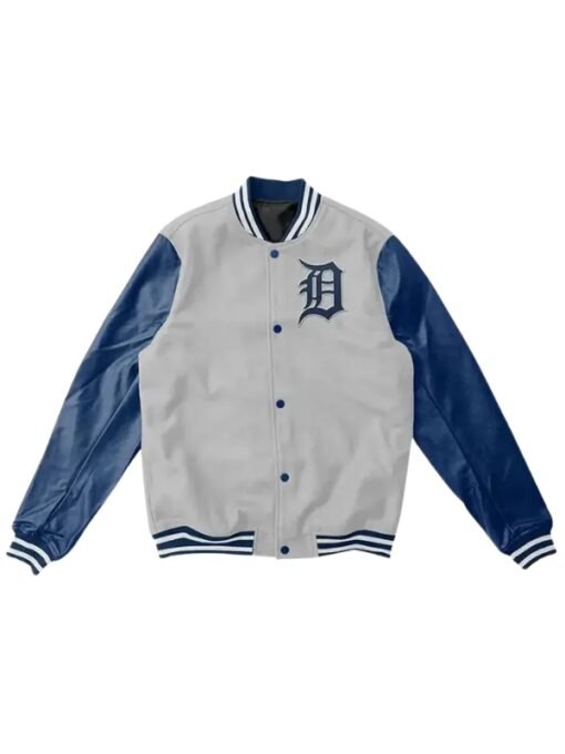 Detroit Tigers Letterman Blue And Grey Jacket
