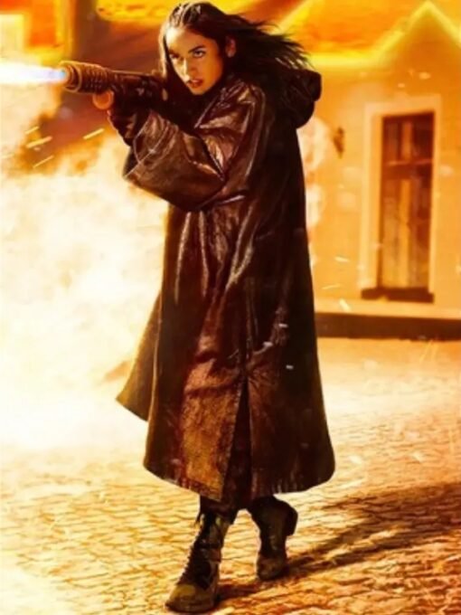 Ana de Armas Ballerina Oversized Leather Trench Coat