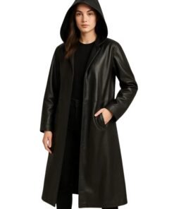 Ana de Armas Ballerina Hooded Leather Trench Coat