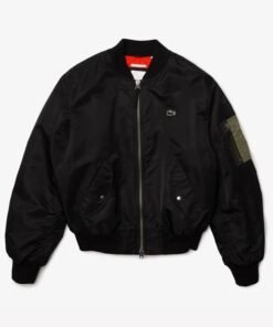 Lacoste Oversized Black Bomber Jacket