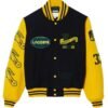 Lacoste Letterman Navy Blue And Yellow Wool Jacket