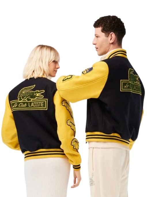Lacoste Yellow & Navy Blue Letterman Jacket