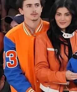 Timothée Chalamet Knicks NBA Playoffs Orange & Blue Jacket