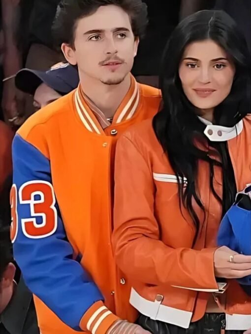 Timothée Chalamet Knicks NBA Playoffs Orange & Blue Jacket