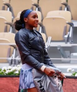 Coco Gauff Black Leather Jacket