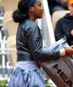 Coco Gauff Black Leather Jacket