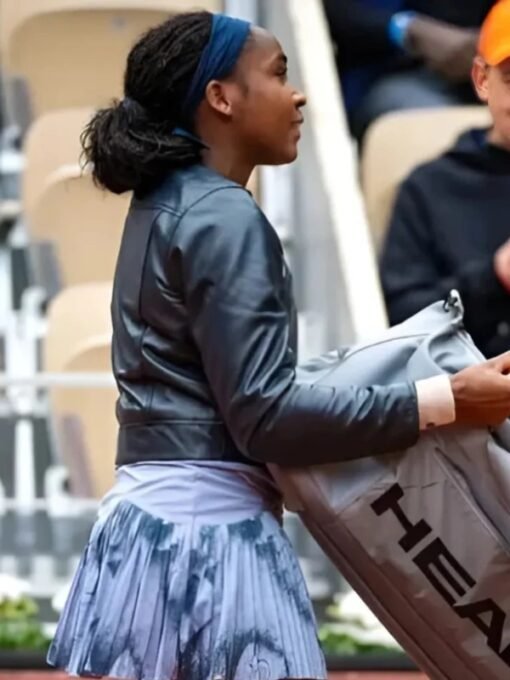 Coco Gauff Black Leather Jacket