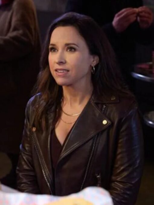 Lacey Chabert Brown Leather Jacket