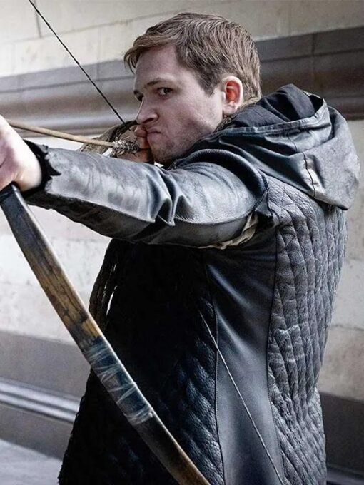 Taron Egerton Robin Hood Leather Coat