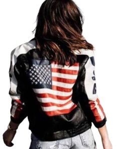 Selena Gomez USA Flag Leather Jacket