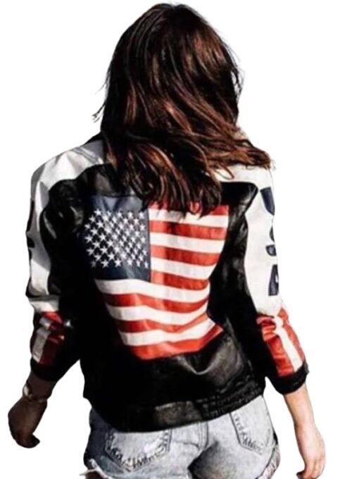 Selena Gomez USA Flag Leather Jacket