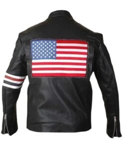 Captain America Flag Motorcycle Leather Jacket