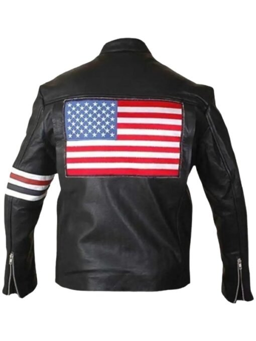 Captain America Flag Motorcycle Leather Jacket