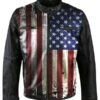 Vintage USA Flag Biker Jacket