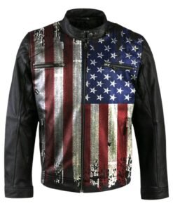Vintage USA Flag Biker Jacket