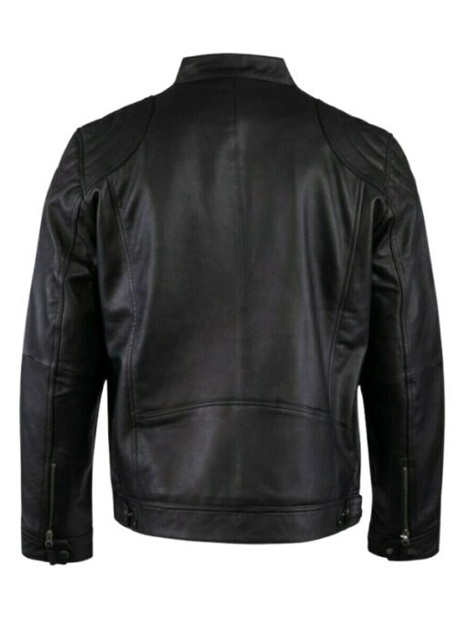 USA Flag Vintage Biker Black Leather Jacket