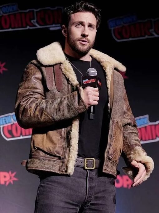 Aaron Taylor-Johnson Comic Con Shearling Jacket