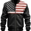 Vintage US Style American Flag Leather Jacket