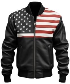 Vintage US Style American Flag Leather Jacket