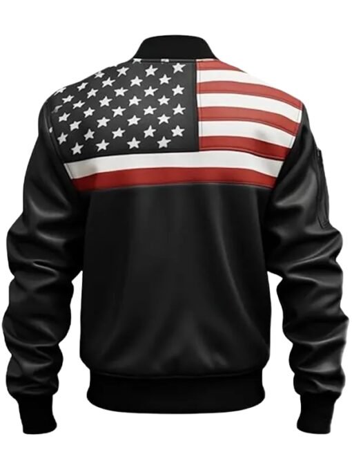 Vintage US American Flag Leather Jacket