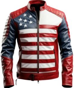 American Flag Casual Motorcycle Leather Jacket