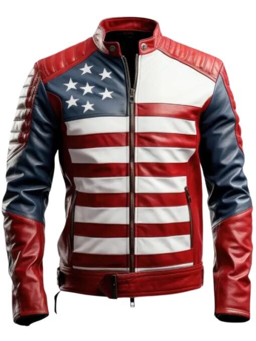 American Flag Casual Motorcycle Leather Jacket