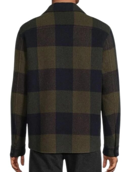 Men's Green Plaid Splittable Shirt Jacket