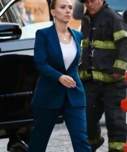 Jurassic World Rebirth Scarlett Johansson Blue Suit