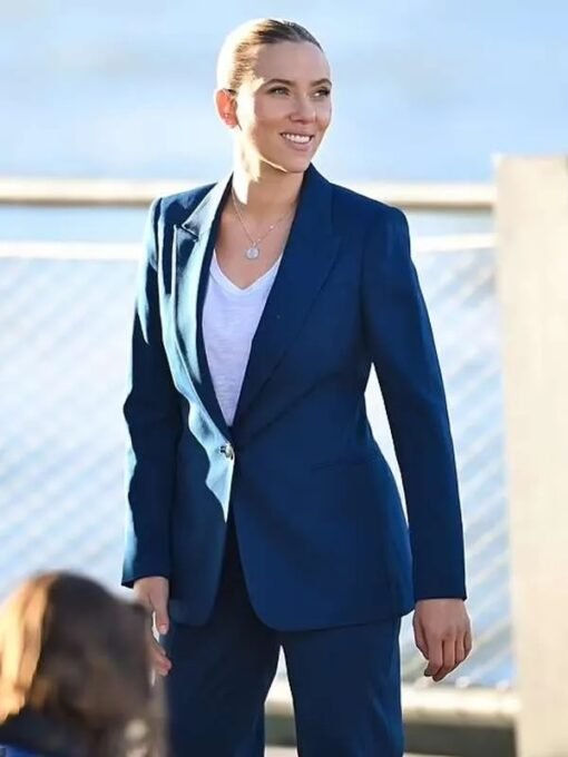 Jurassic World Rebirth Scarlett Johansson Blue Suit