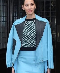 Olivia Munn Boots Blue Jacket
