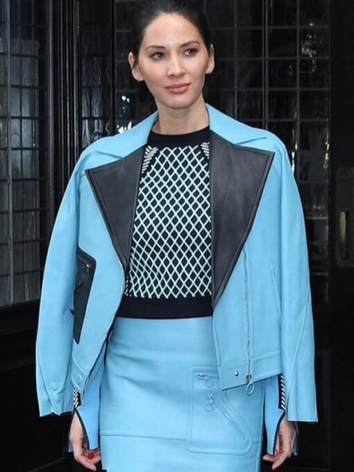 Olivia Munn Boots Blue Jacket
