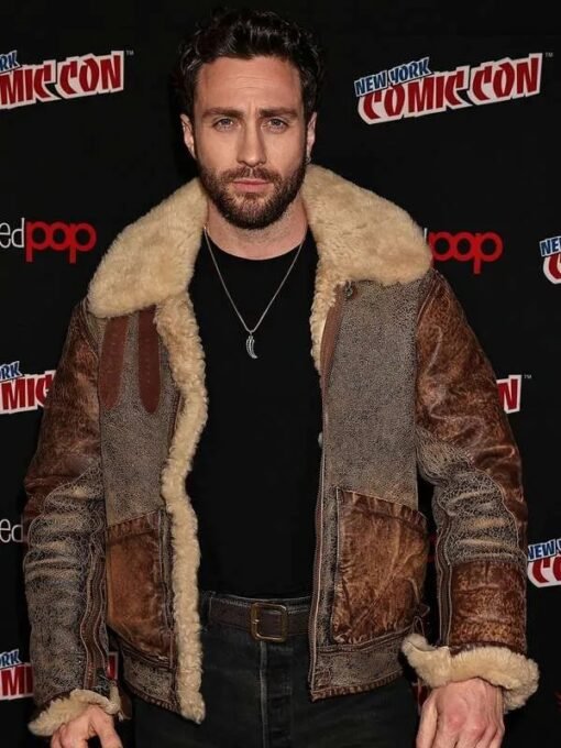 Aaron Taylor-Johnson Comic Con Leather Jacket