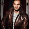 Tom Bateman Brown Leather Jacket
