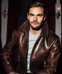 Tom Bateman Brown Leather Jacket