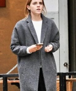 Emma Watson Front Open Grey Coat