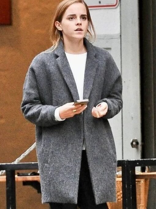 Emma Watson Front Open Grey Coat