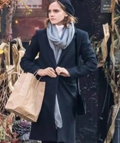 Emma Watson Buttoned Black Coat