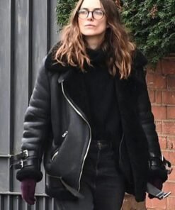 Keira Knightley Black Leather Jacket