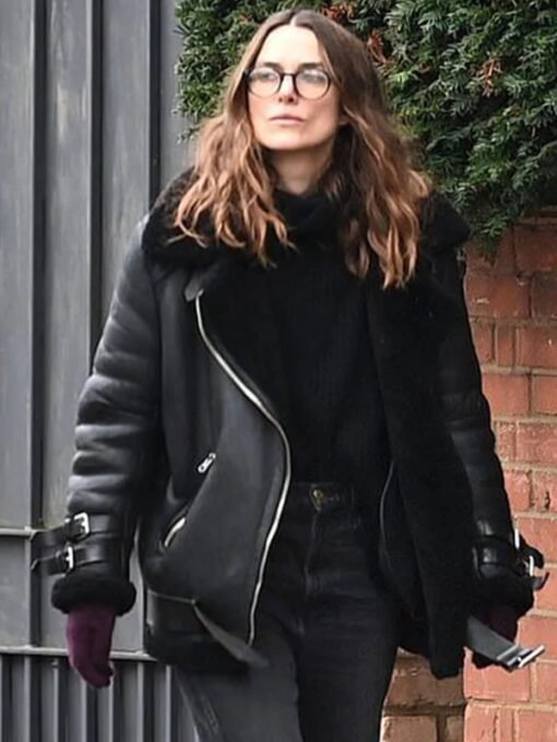 Keira Knightley Black Leather Jacket