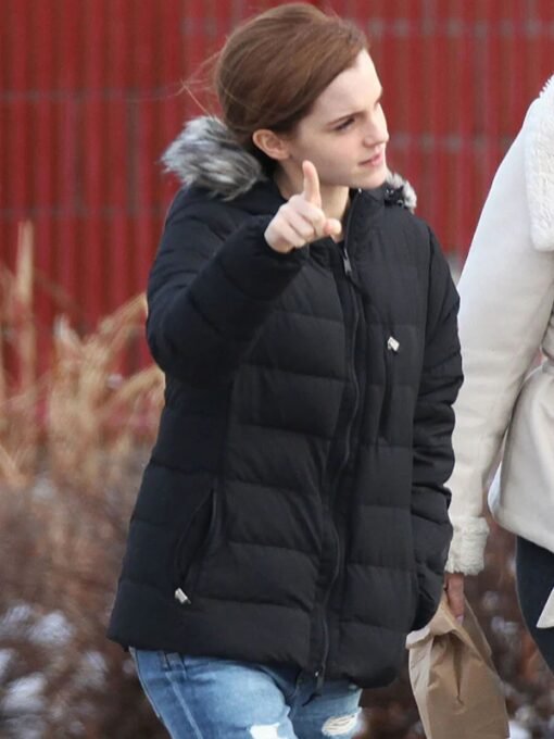 Emma Watson Black Puffer Jacket