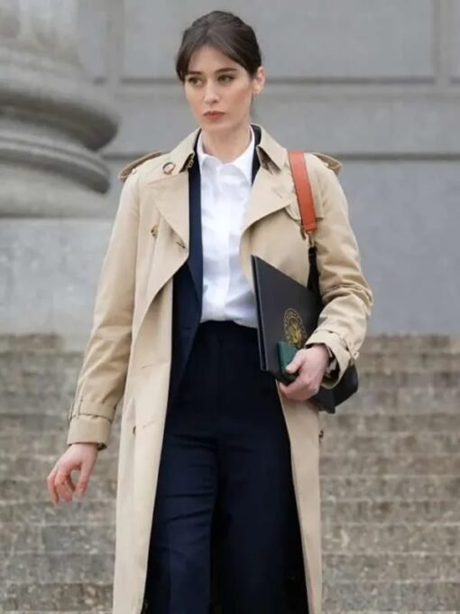 Zero Day 2025 Alexandra Mullen Beige Coat