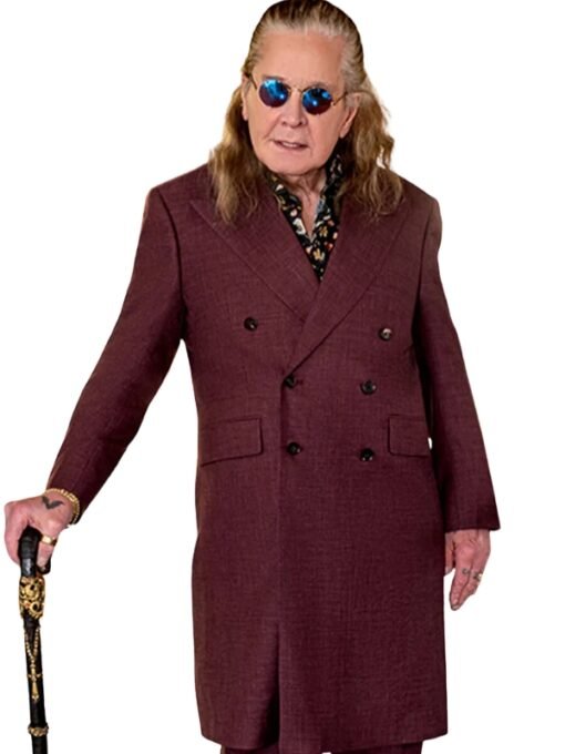 Men's Ozzy Osbourne Maroon Wool Coat