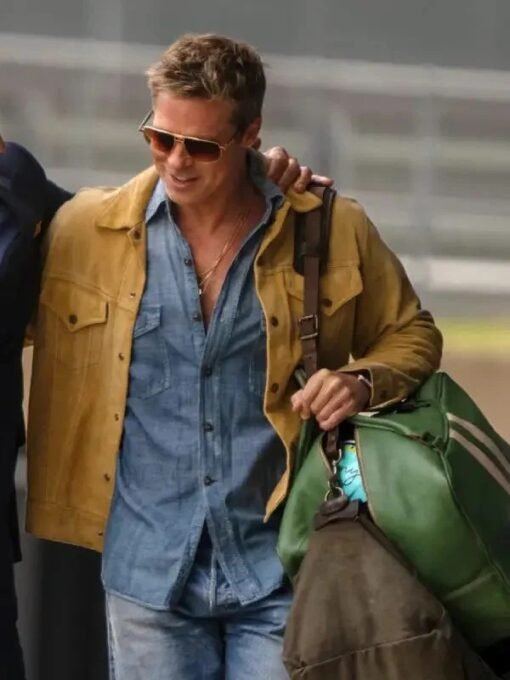Brad Pitt F1 Brown Suede Leather Jacket