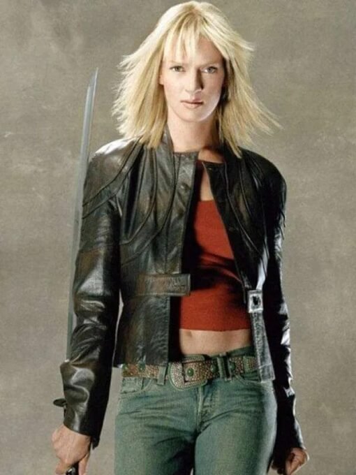 Kill Bill 2 Uma Thurman Black Leather Jacket