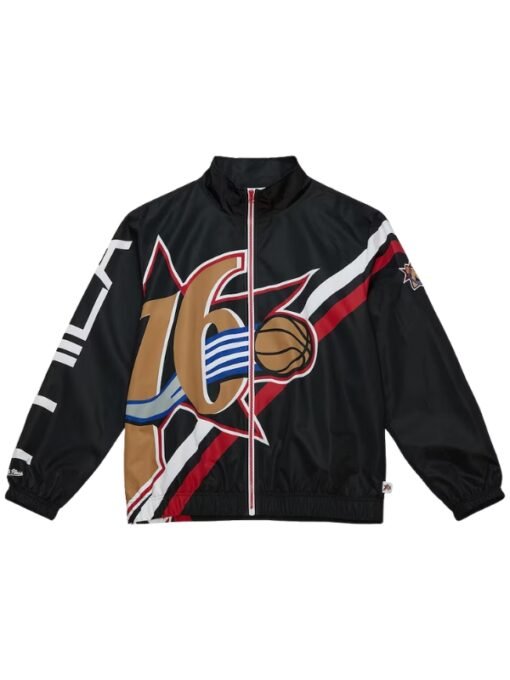 Philadelphia 76ers Mitchell And Ness Warm Up Black Jacket