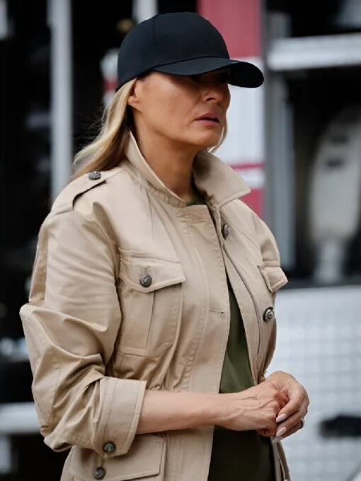 Melania Trump Flooding Beige Jacket
