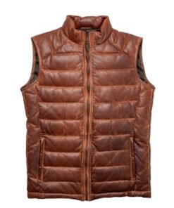 Brown Down Leather Vest