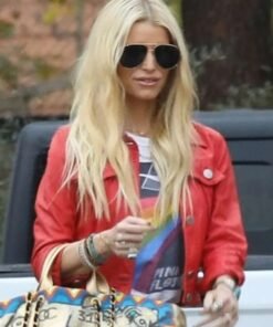 Jessica Simpson Red Leather Jacket