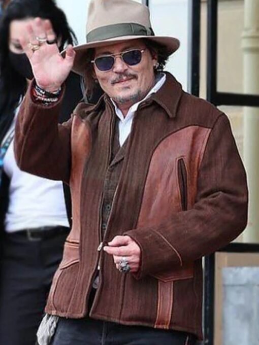 Johnny Depp Brown Cotton and Leather Jacket